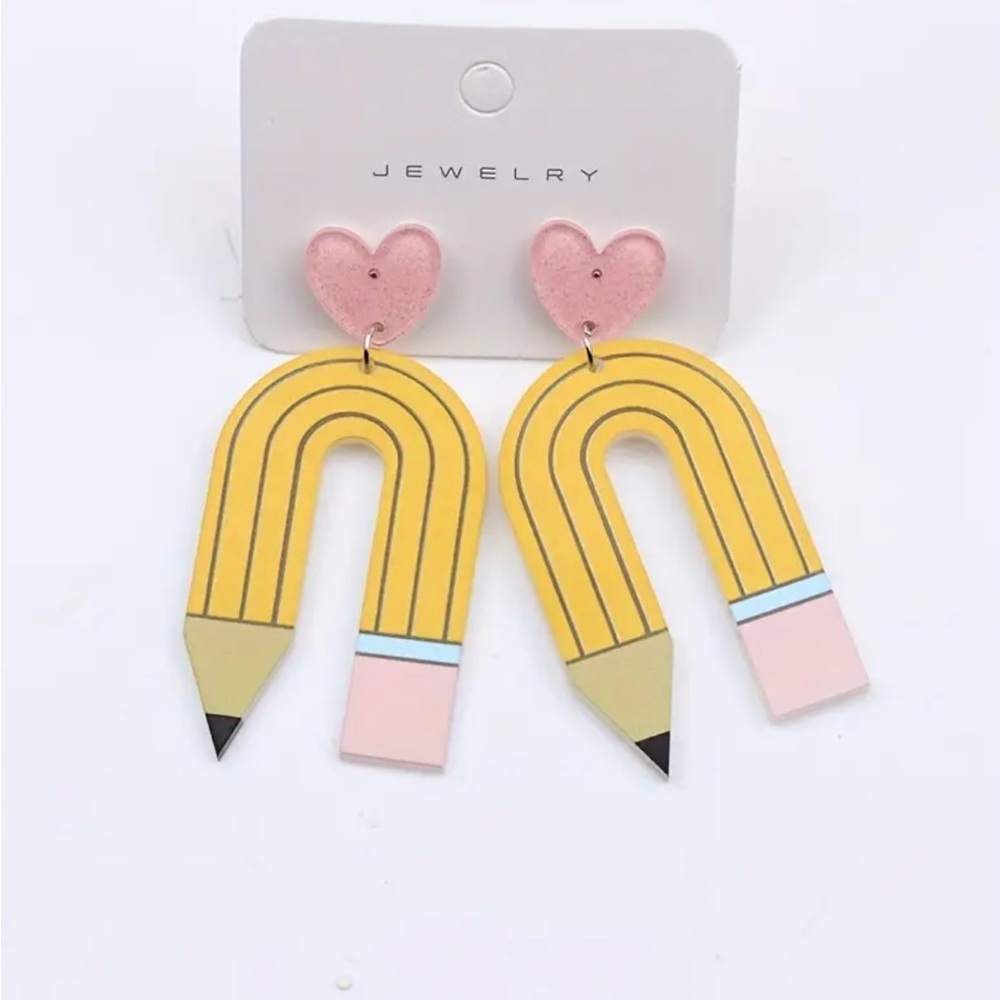 Pencil heart earrings